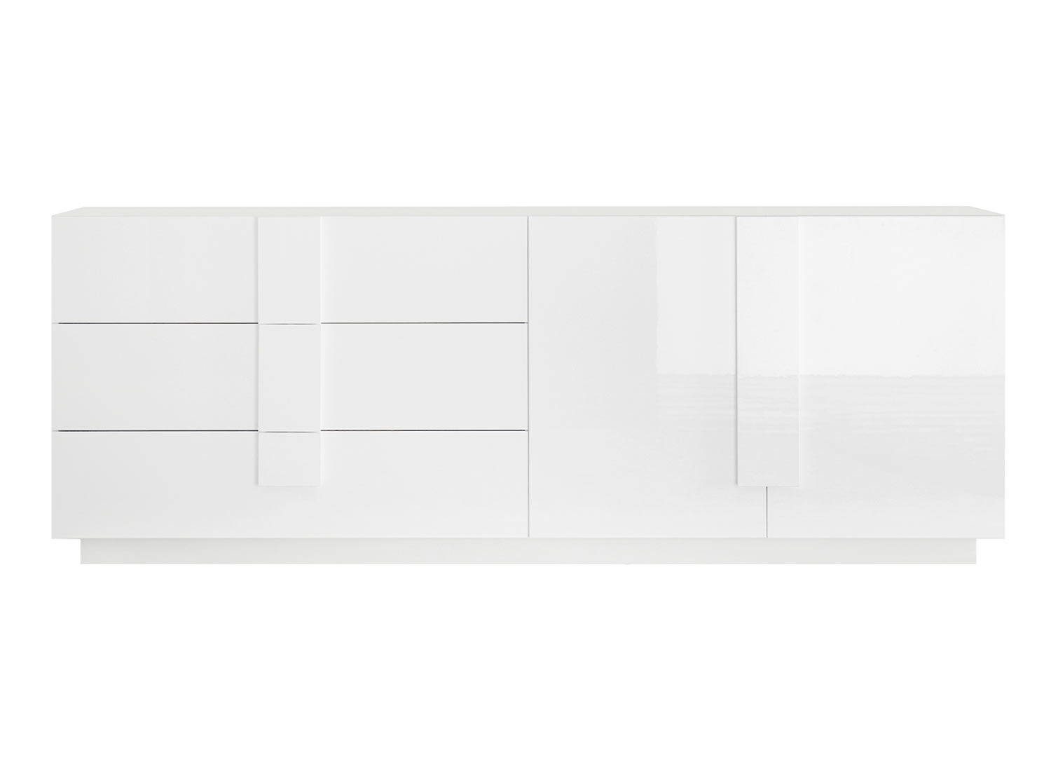 Grand buffet de salle à manger 3 tiroirs et 2 portes laqué blanc 241 cm