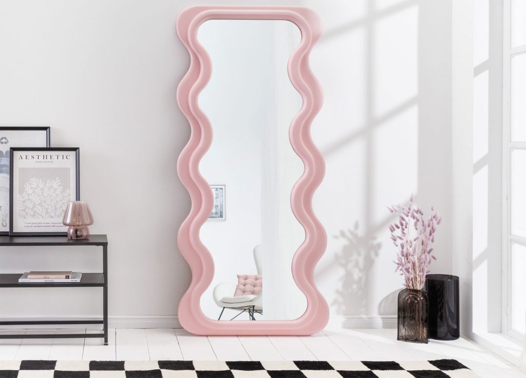 Grand miroir vague rose 160 cm