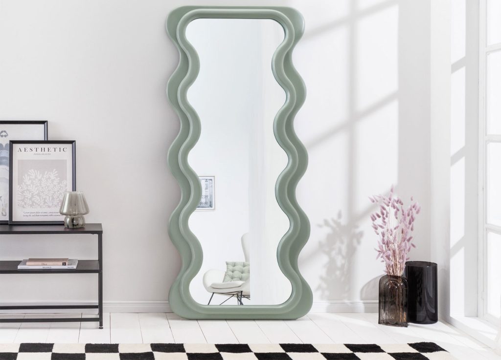Grand miroir vague vert sauge 160 cm