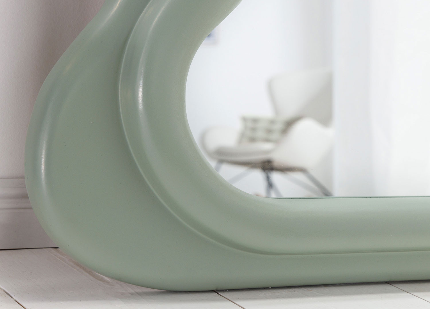 Grand miroir vague vert sauge 160 cm