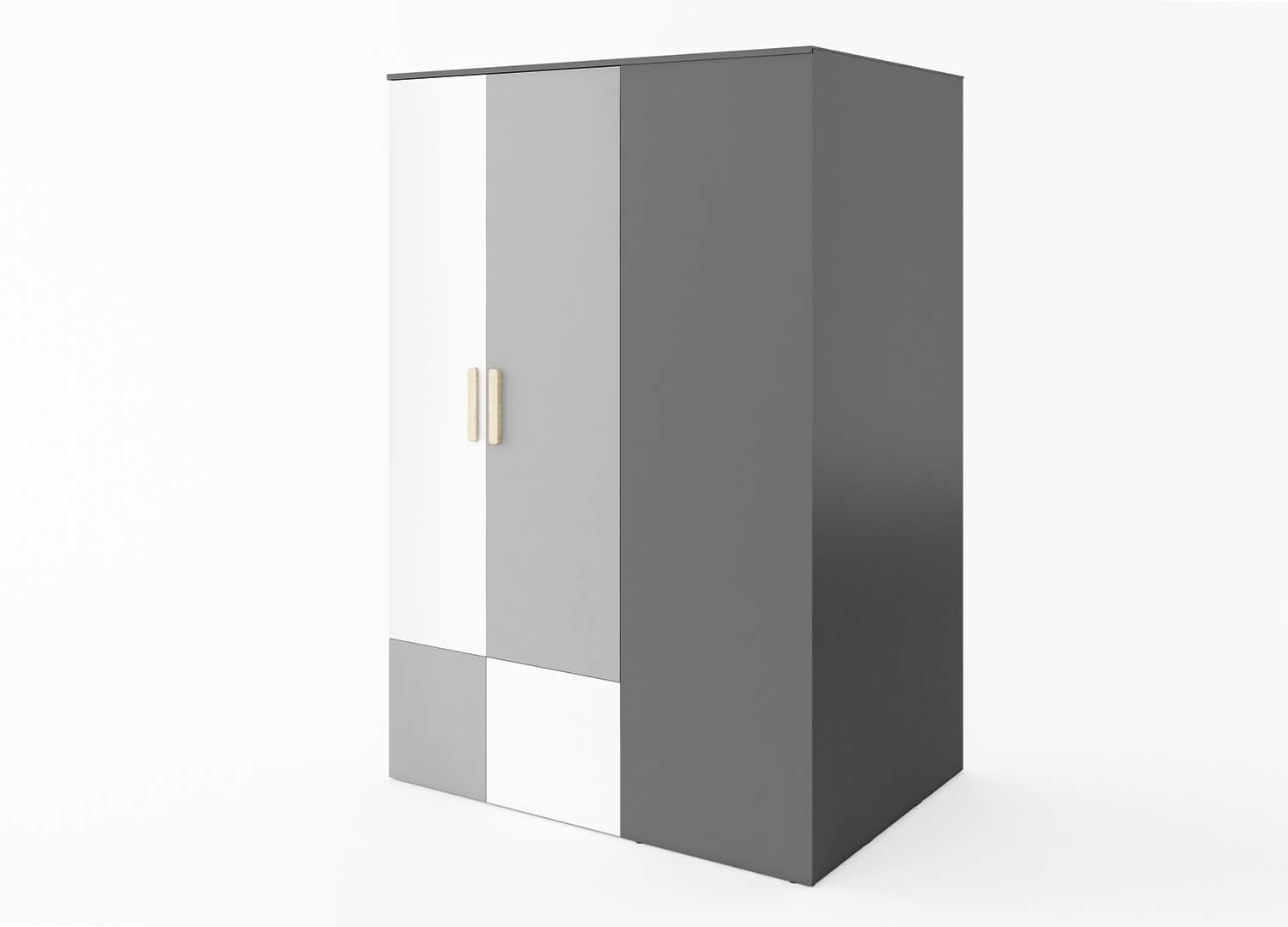 Grande armoire d'angle moderne grise et blanche