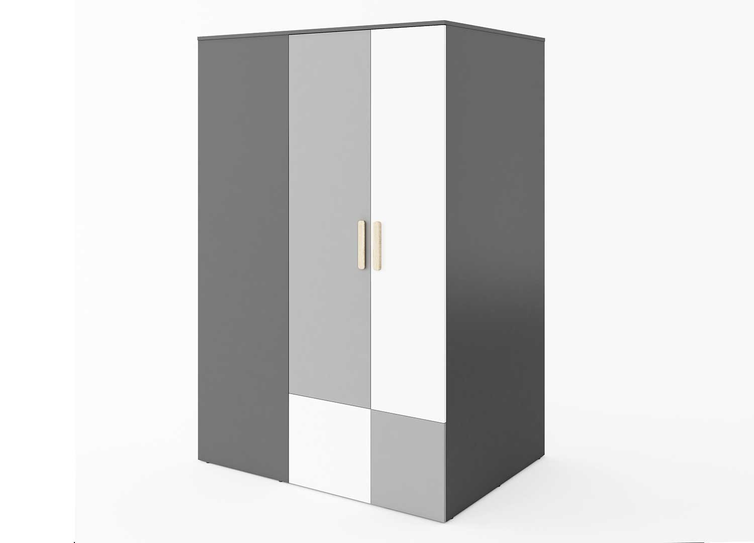 Grande armoire d'angle moderne grise et blanche