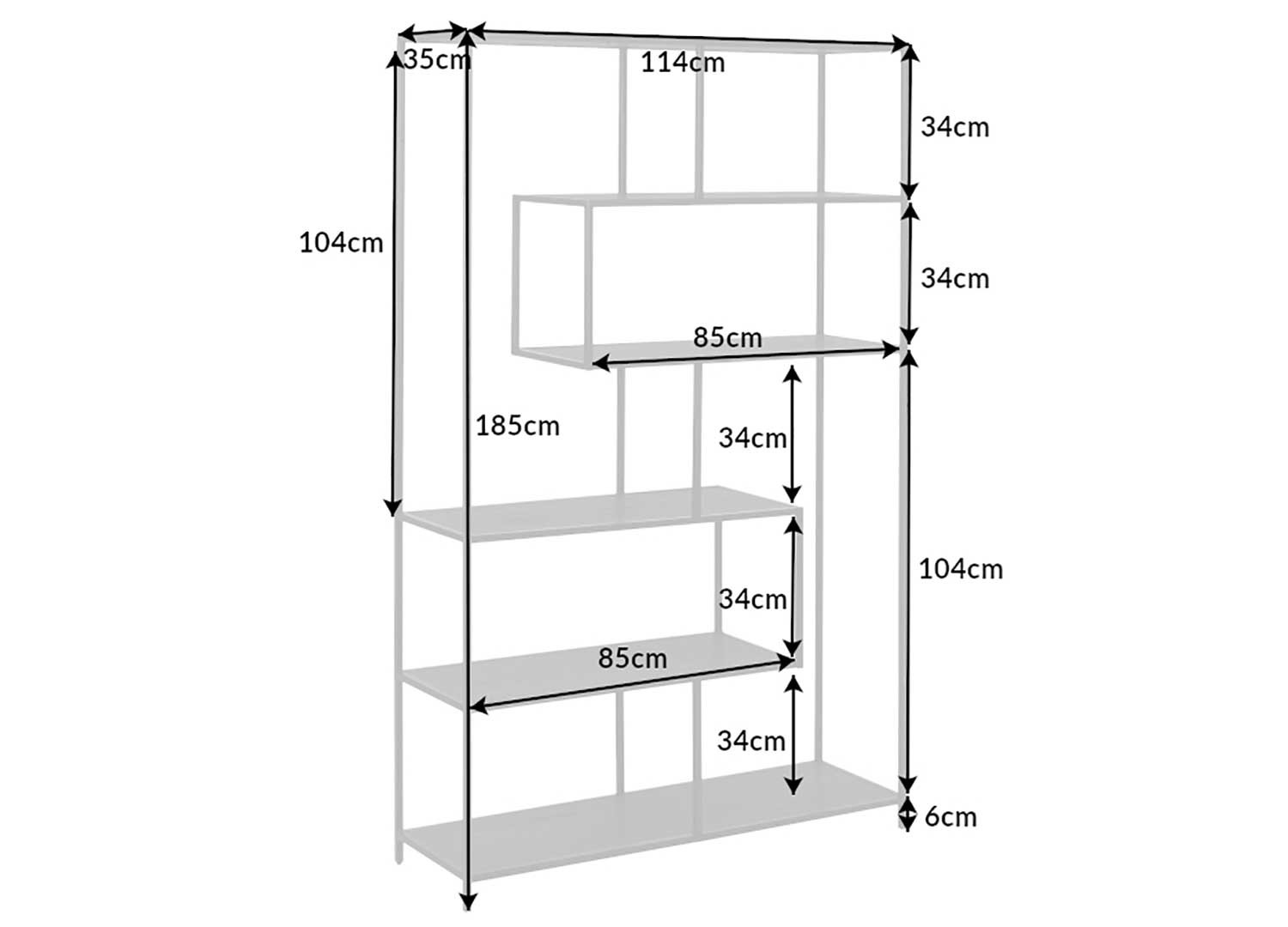 Grande étagère de rangement bois frêne foncé et métal