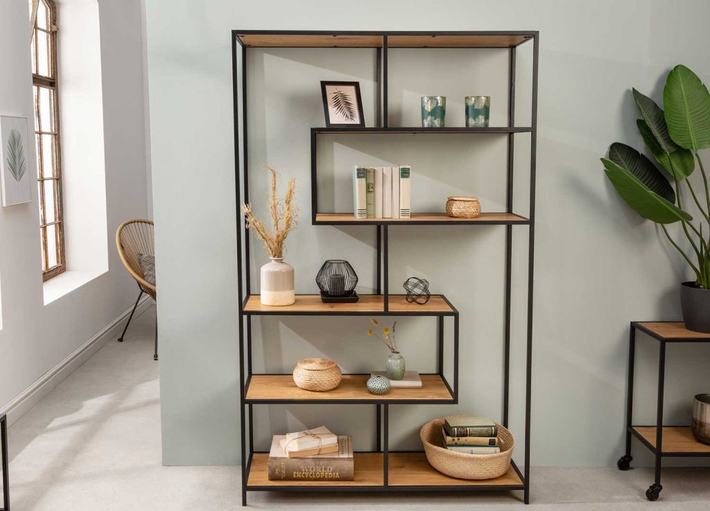 Grande étagère de rangement en bois et métal