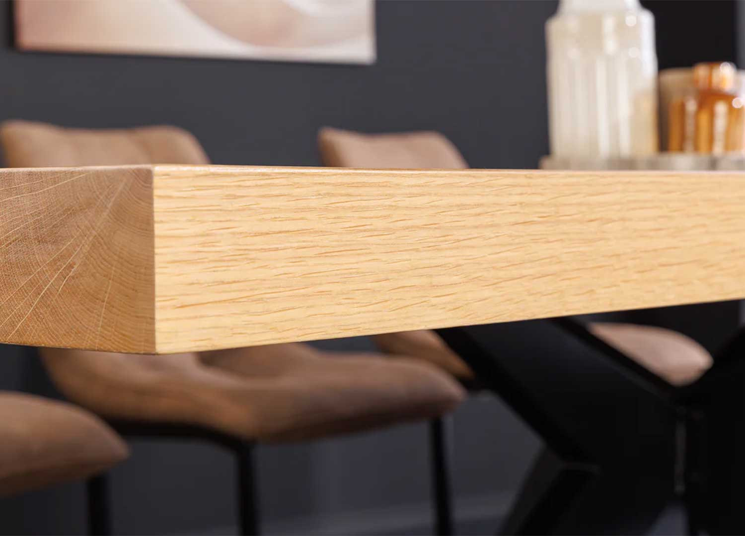 Grande table à manger rectangulaire aspect chêne 2m40 Anaya