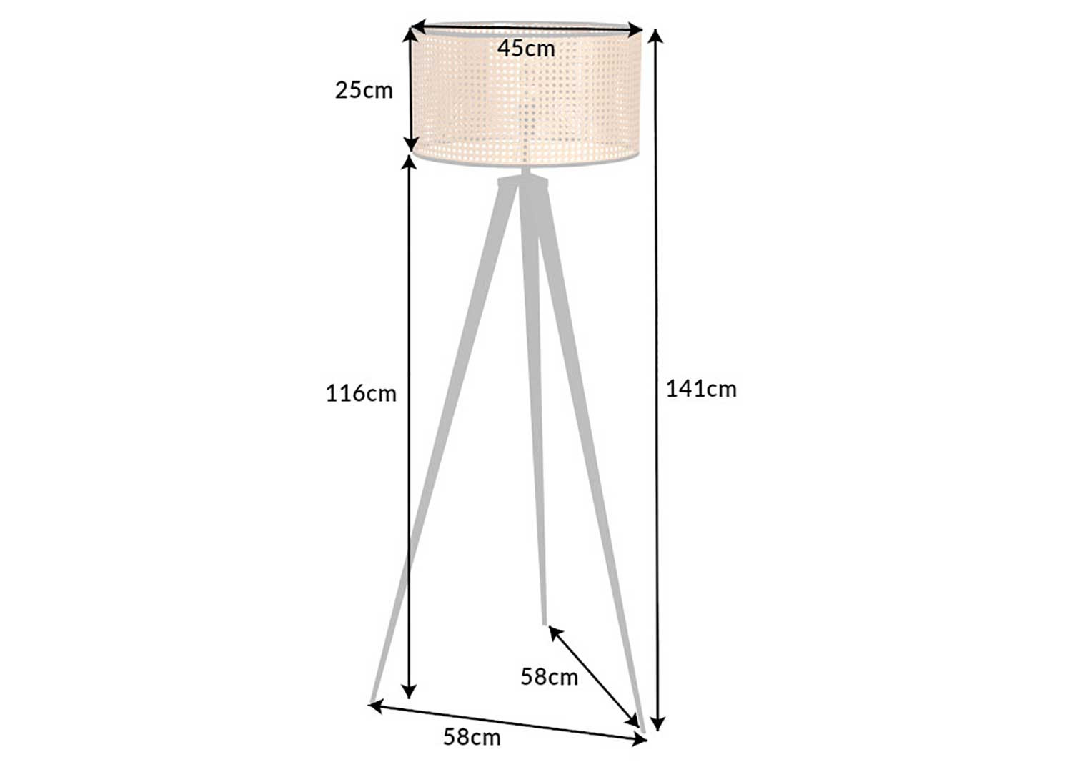 Lampadaire en maille tressée sur pied en métal