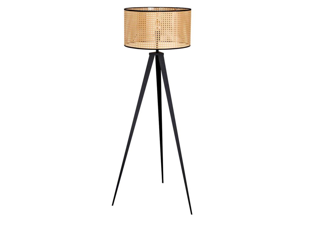 Lampadaire en maille tressée sur pied en métal