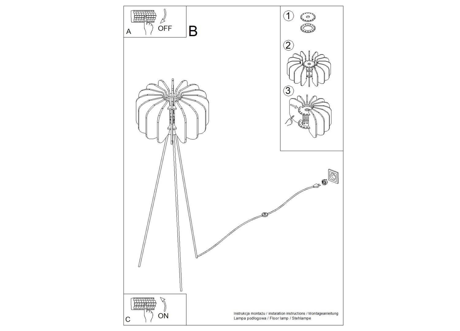 Lampadaire MULA 45 bleu marine et noir E27 – vue complémentaire 12