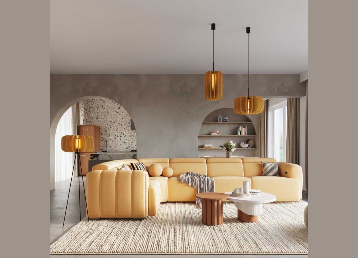 Lampadaire MULA 45 jaune et noir E27 – dimensions