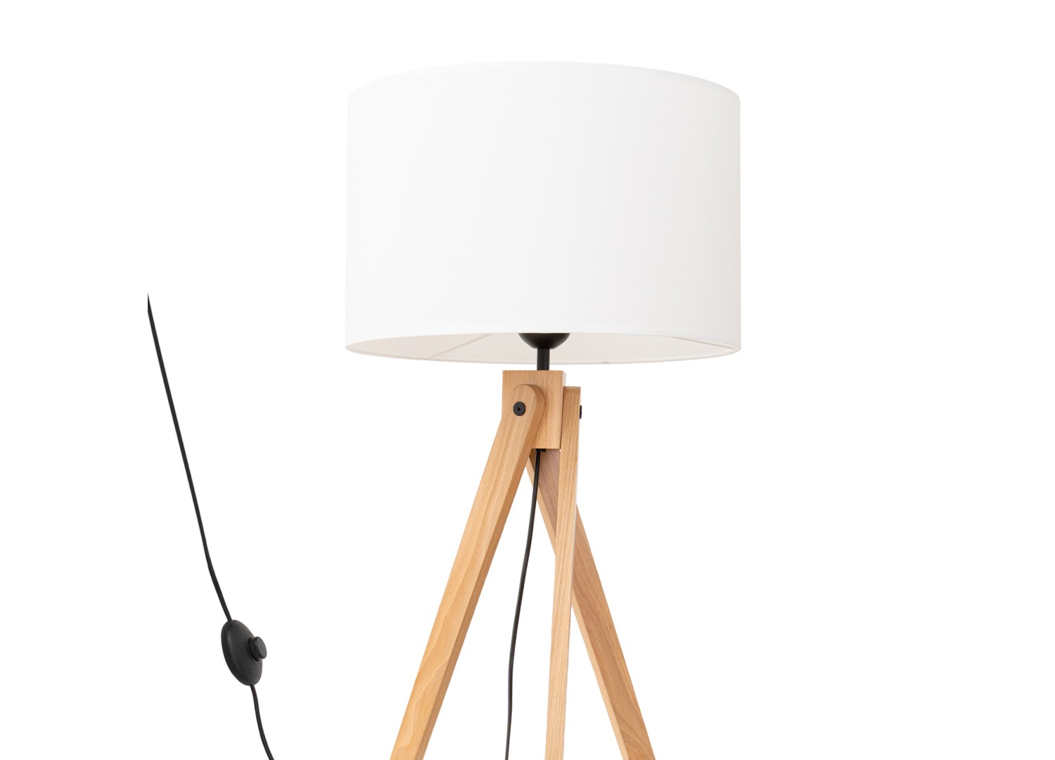Lampadaire NATT blanc et bois naturel E27