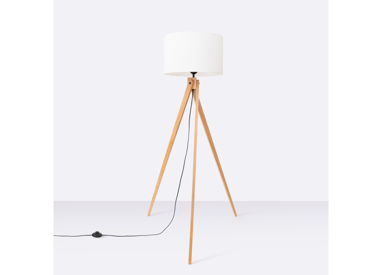 Lampadaire NATT blanc et bois naturel E27 – vue complémentaire 3
