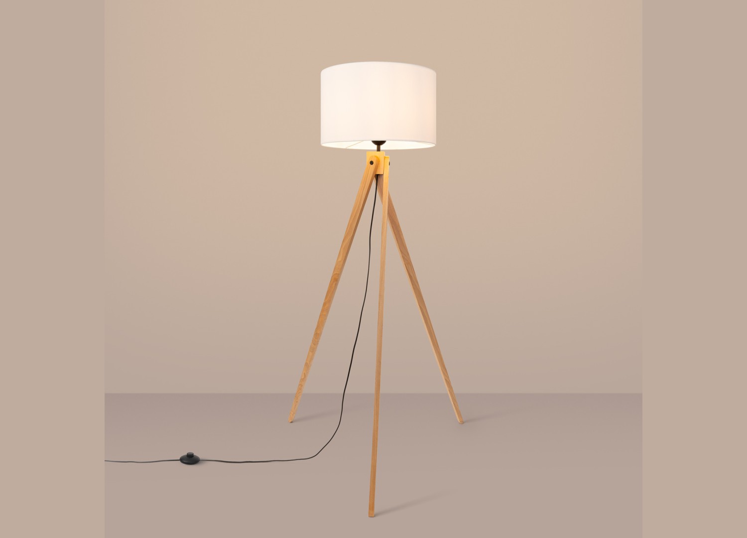 Lampadaire NATT blanc et bois naturel E27 – vue complémentaire 4