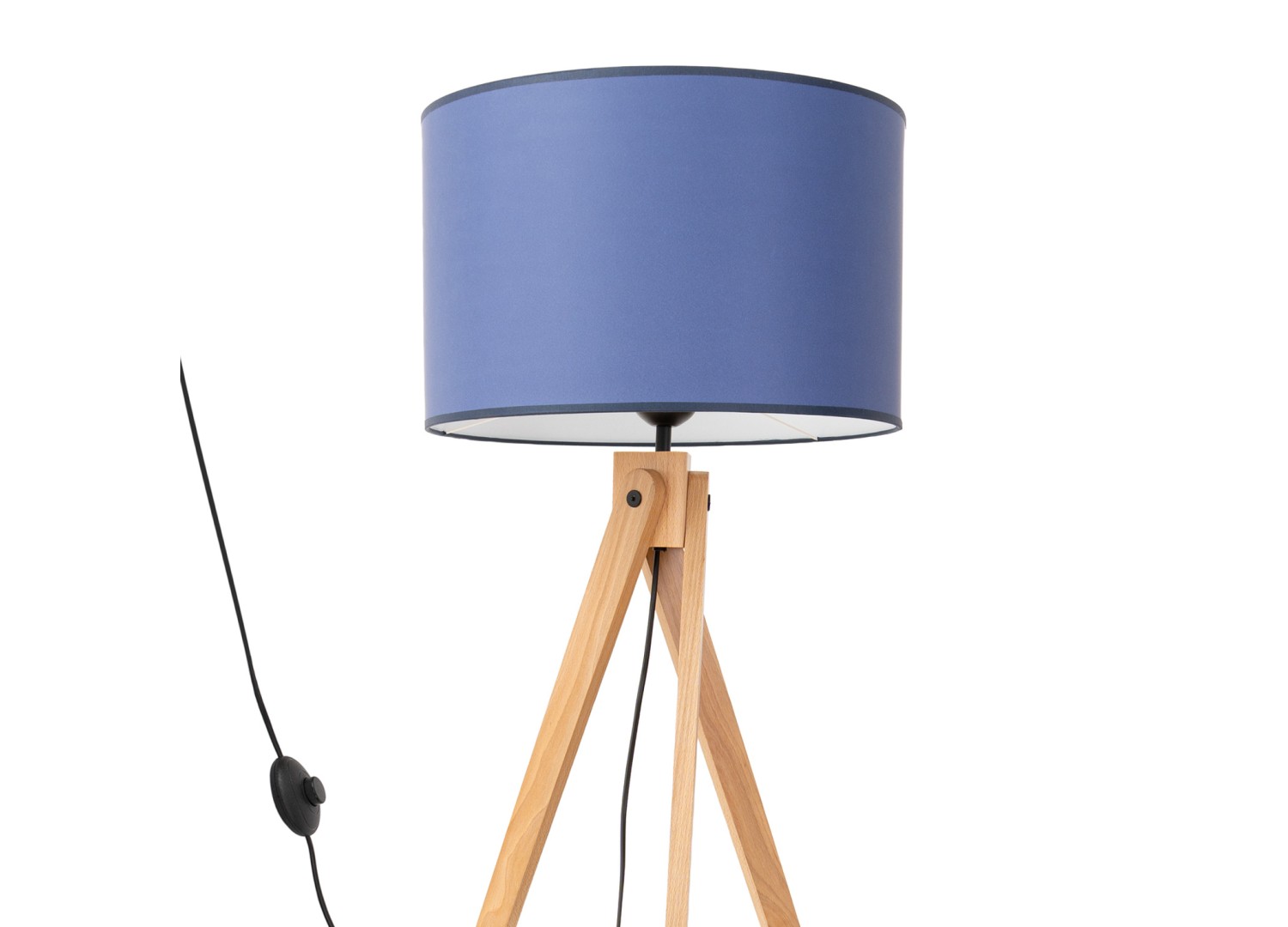 Lampadaire NATT bleu marine et bois naturel E27