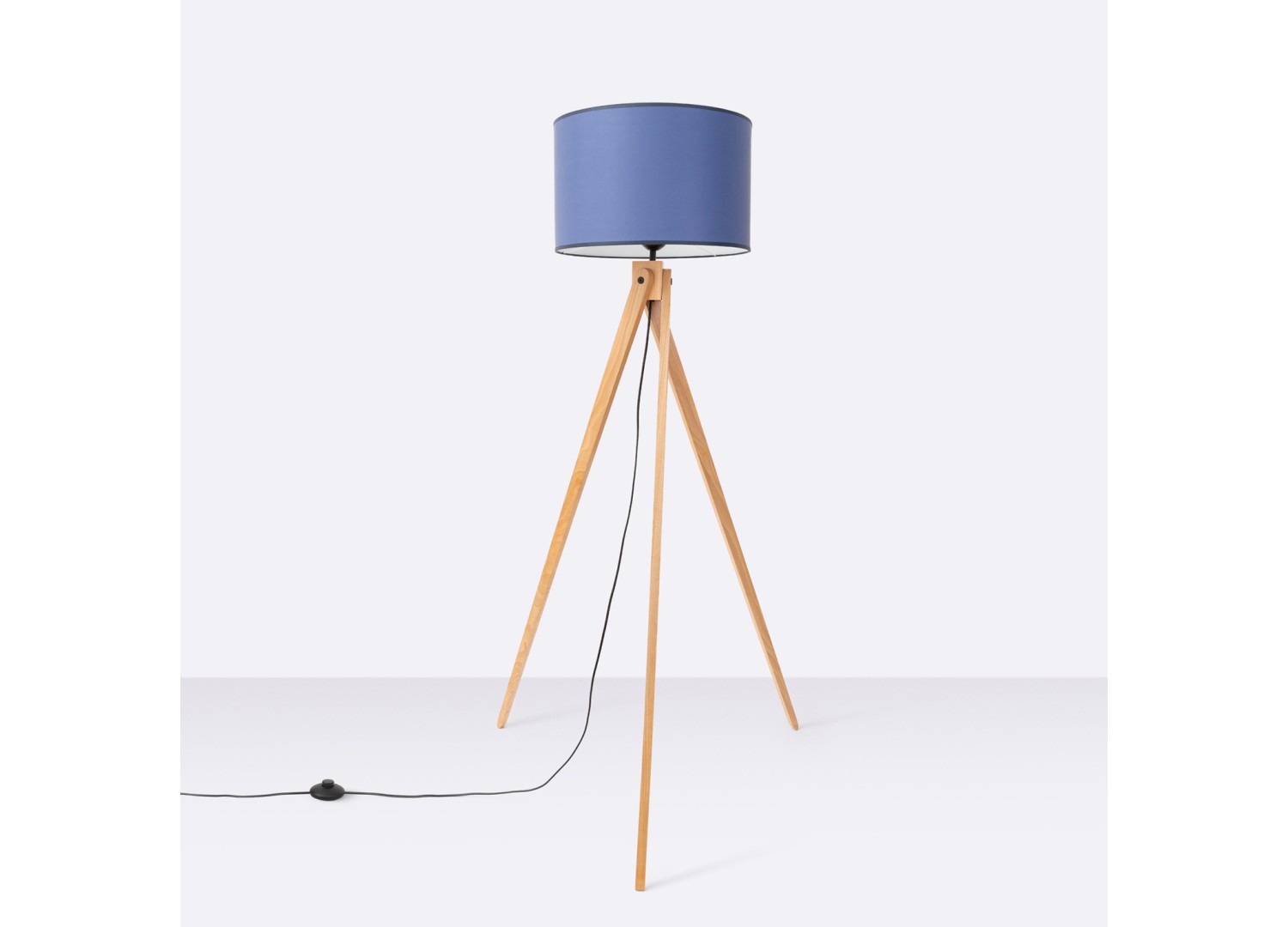 Lampadaire NATT bleu marine et bois naturel E27 – vue complémentaire 3