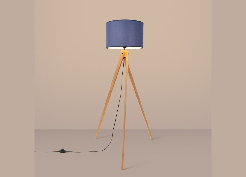 Lampadaire NATT bleu marine et bois naturel E27 – vue complémentaire 4