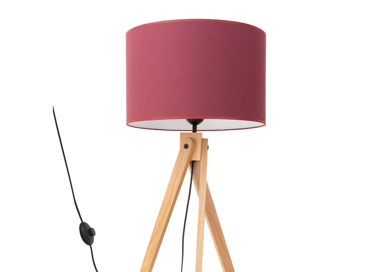 Lampadaire NATT bordeaux et bois naturel E27