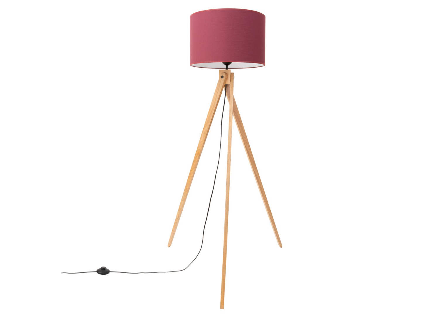 Lampadaire NATT bordeaux et bois naturel E27 – vue complémentaire 2