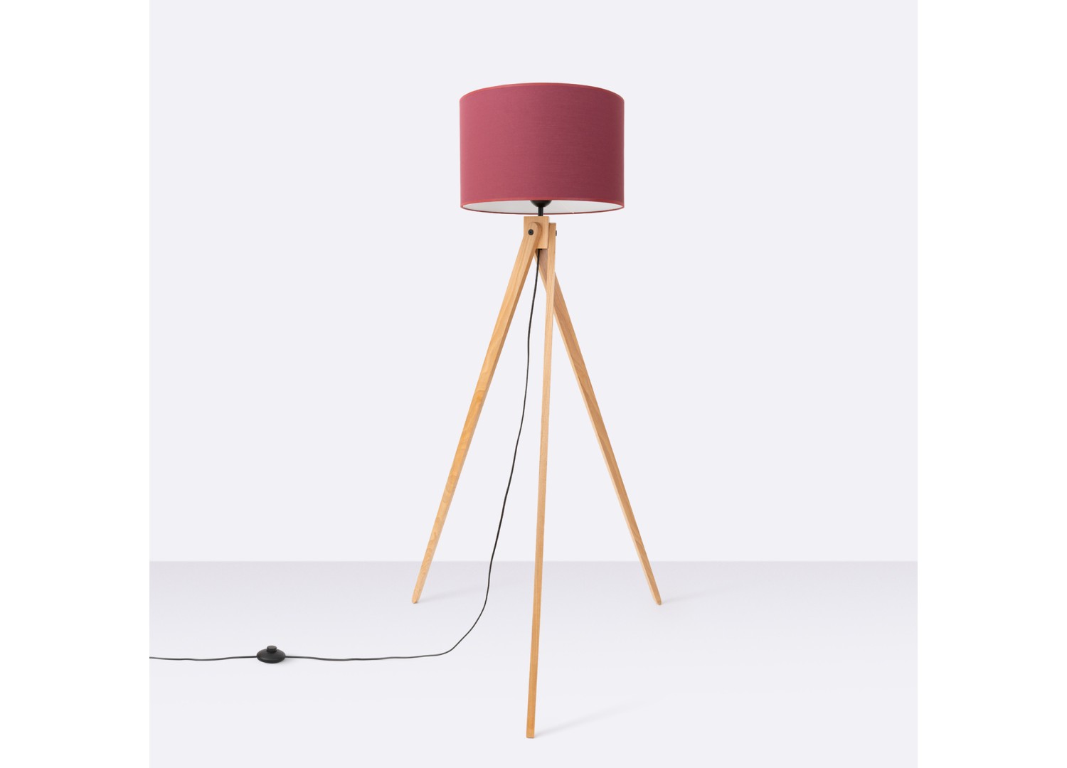 Lampadaire NATT bordeaux et bois naturel E27 – vue complémentaire 3