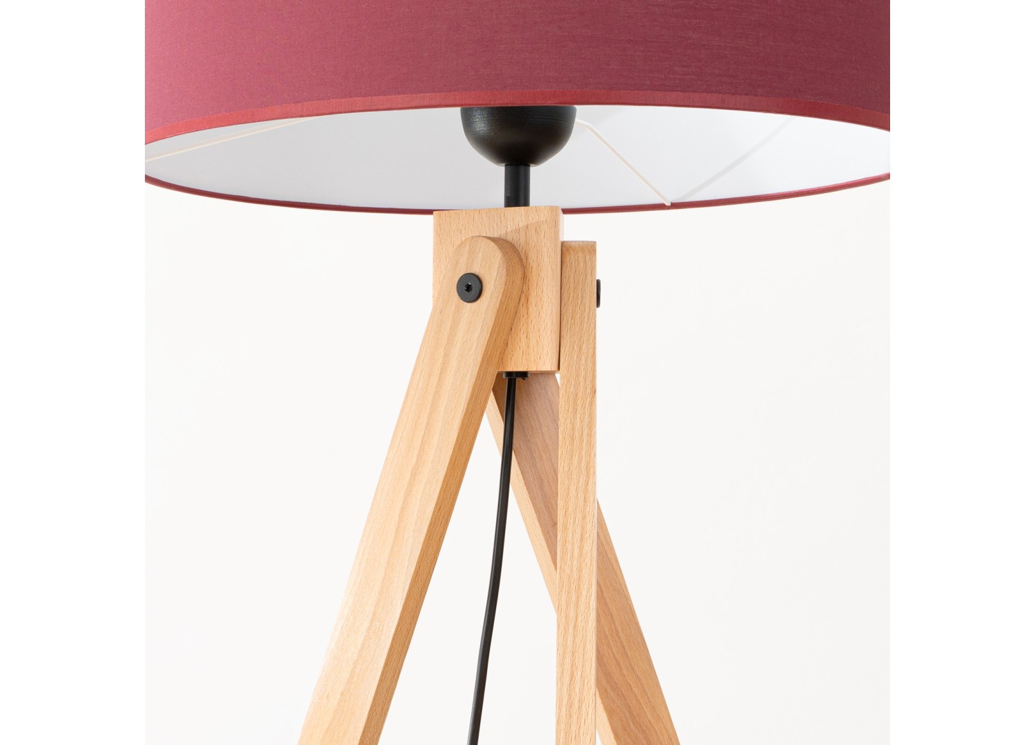 Lampadaire NATT bordeaux et bois naturel E27 – vue complémentaire 7