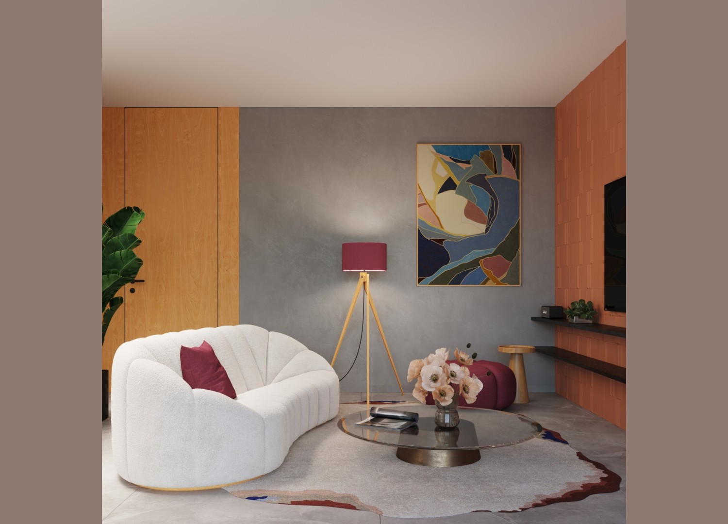Lampadaire NATT bordeaux et bois naturel E27 – dimensions