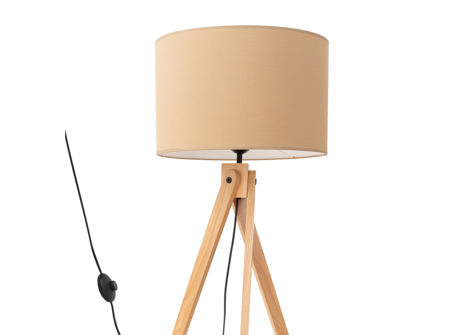 Lampadaire NATT taupe et bois naturel E27