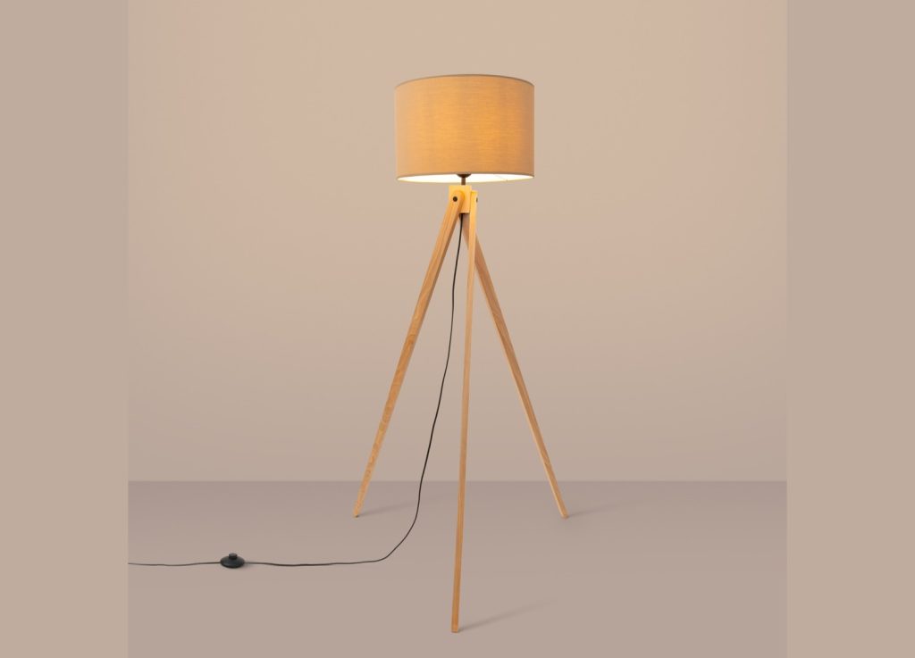 Lampadaire NATT taupe et bois naturel E27 – vue complémentaire 4