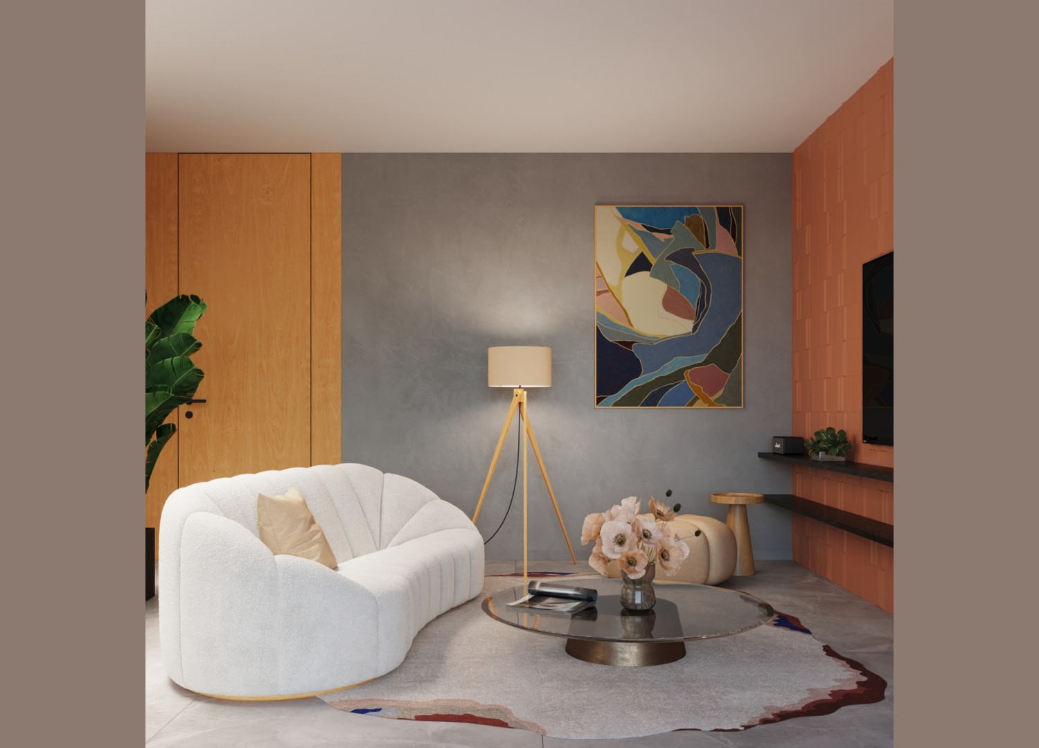 Lampadaire NATT taupe et bois naturel E27 – dimensions