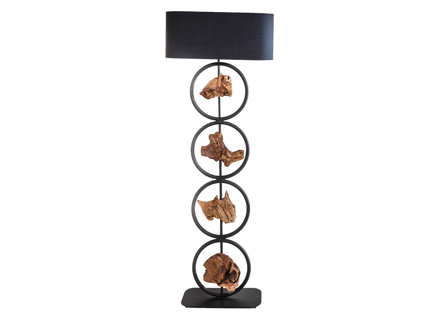 Lampadaire sur pied 147 cm bois d'acacia et métal