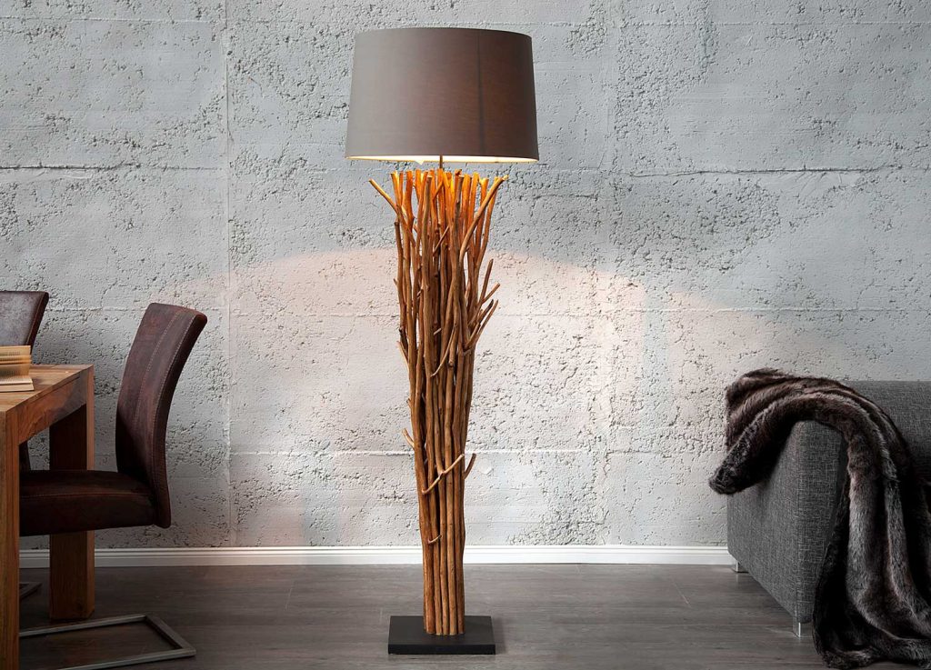 Lampadaire sur pied 175 cm en bois flotté