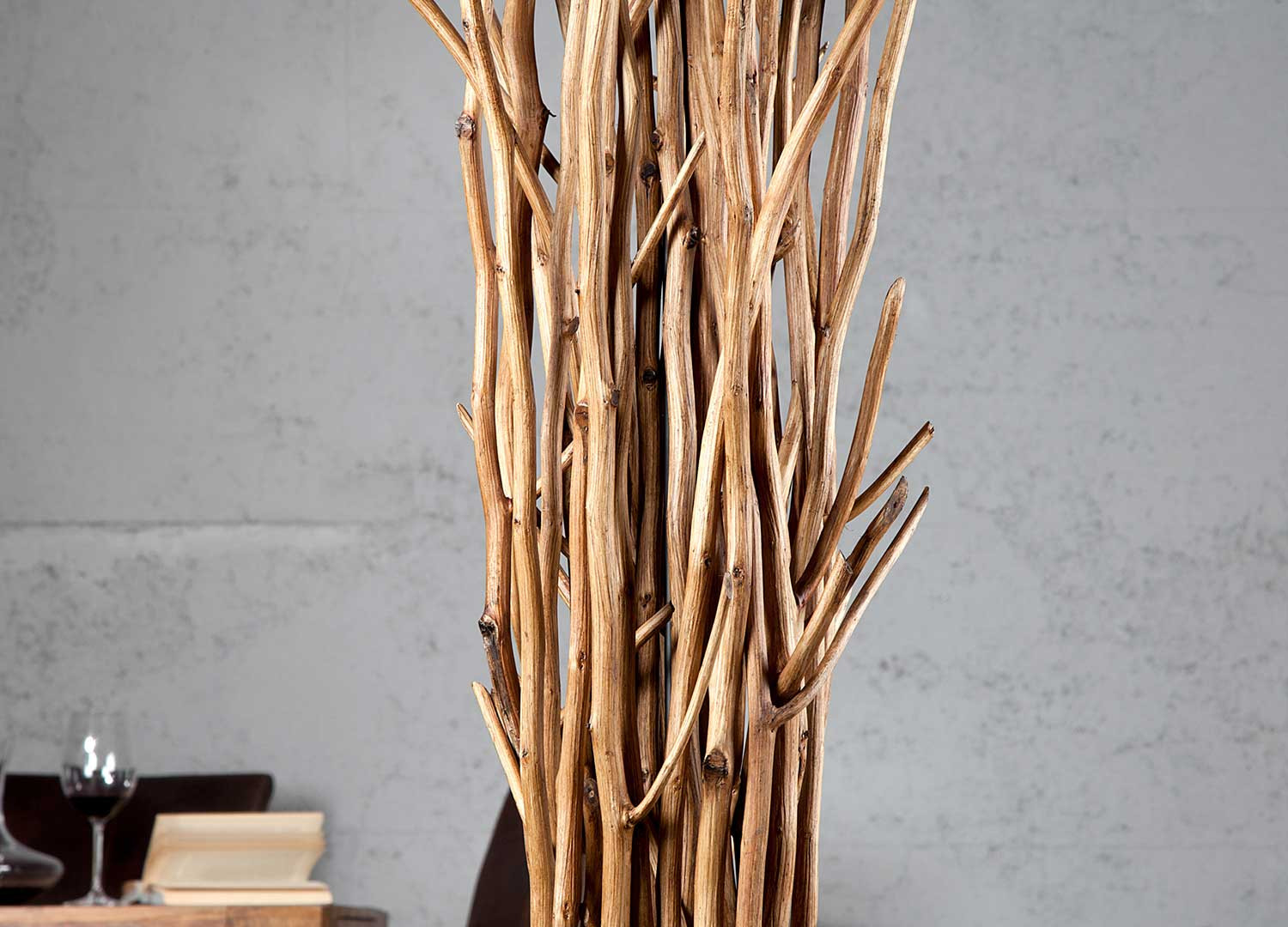 Lampadaire sur pied 175 cm en bois flotté