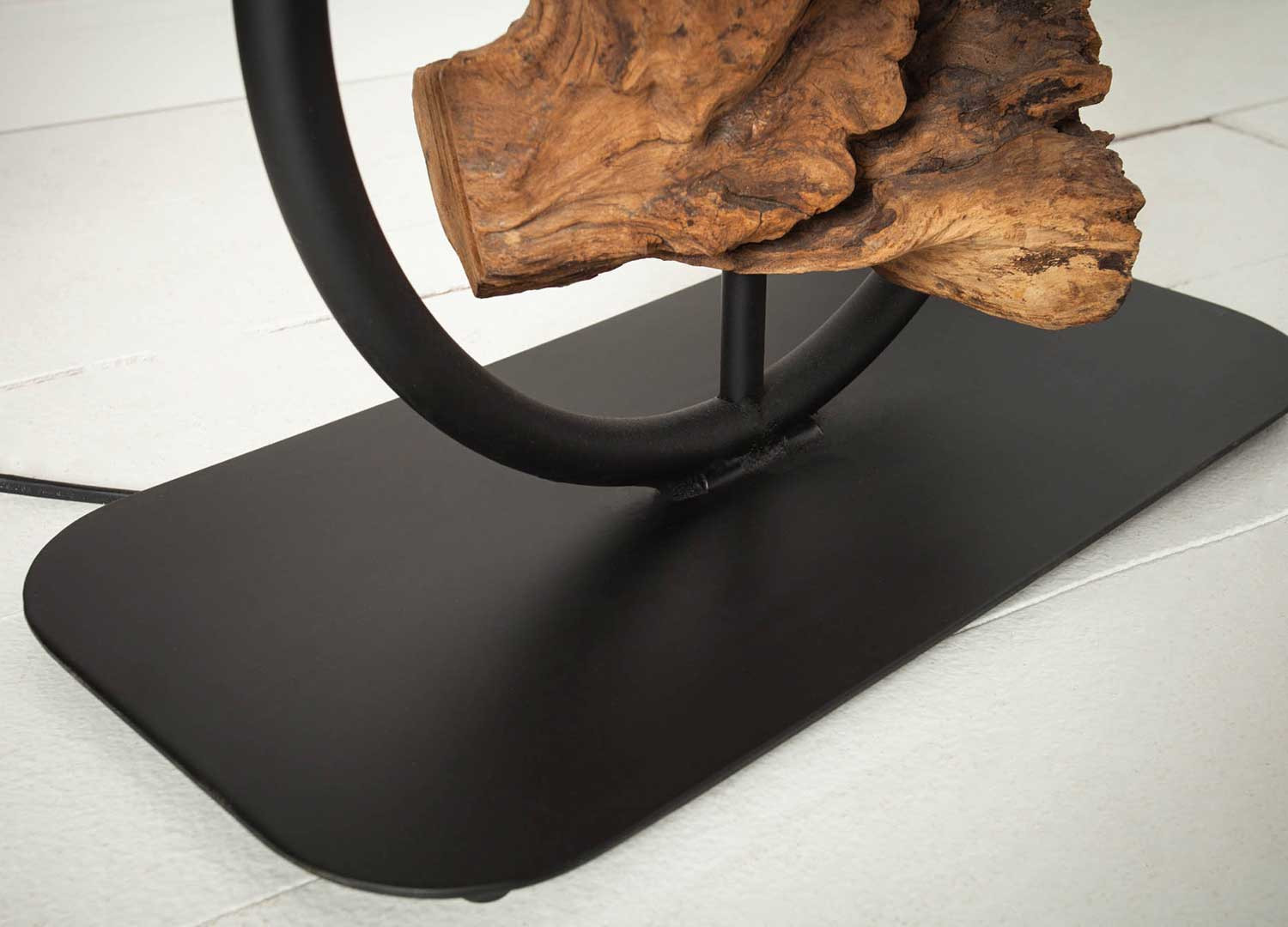 Lampe de table bois d'acacia et métal avec abat-jour