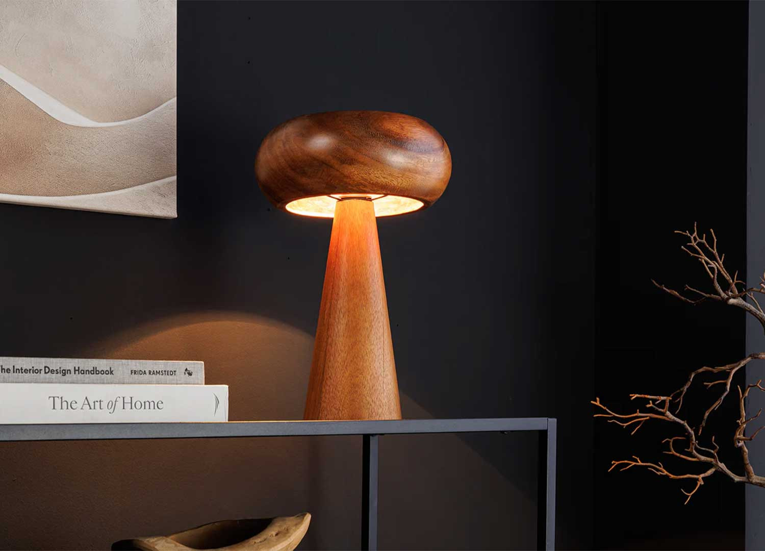 Lampe de table en acacia massif Soluna