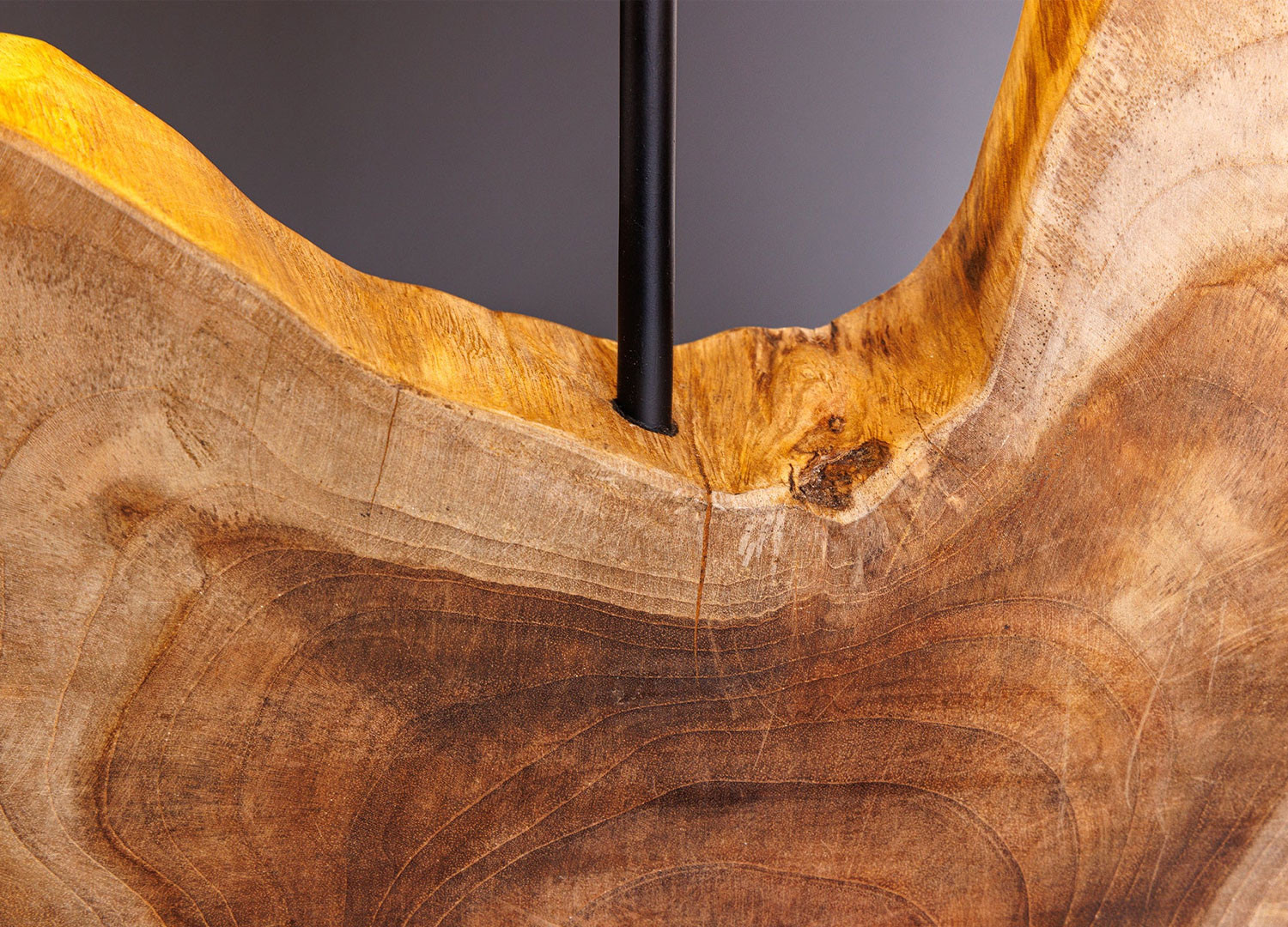 Lampe de table en bois de teck avec abat-jour beige Adrian