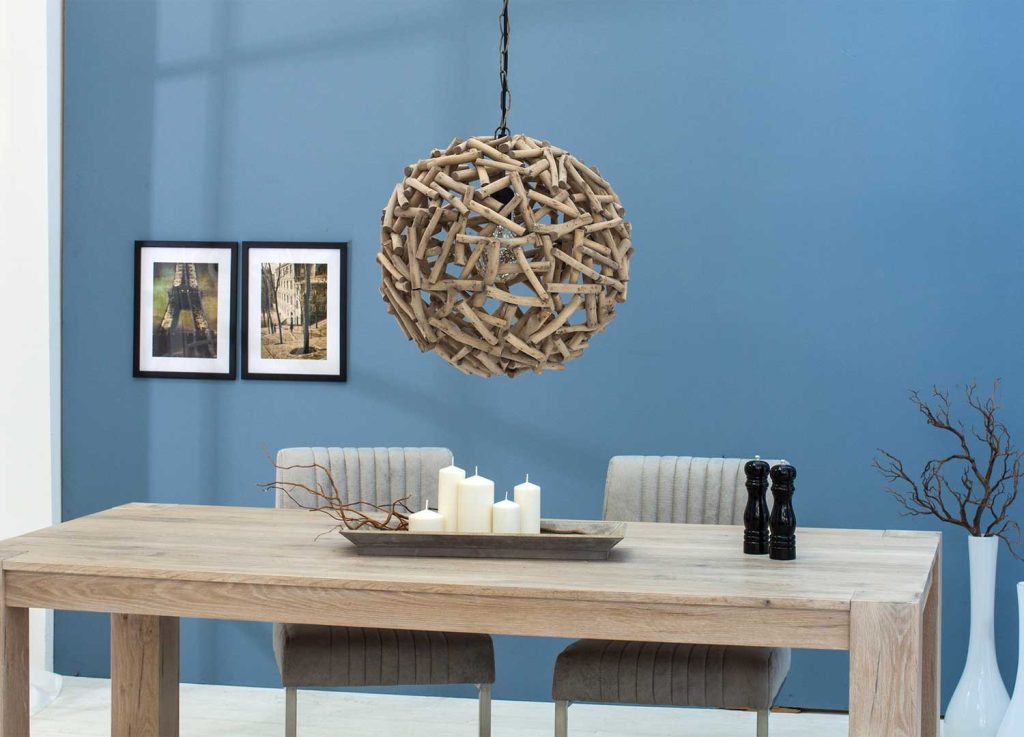 Lampe suspendue en bois flotté