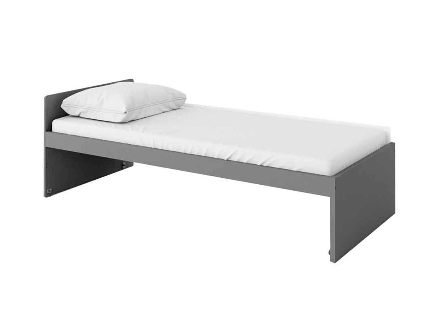 Lit 1 personne avec matelas gris graphite 90x200 cm