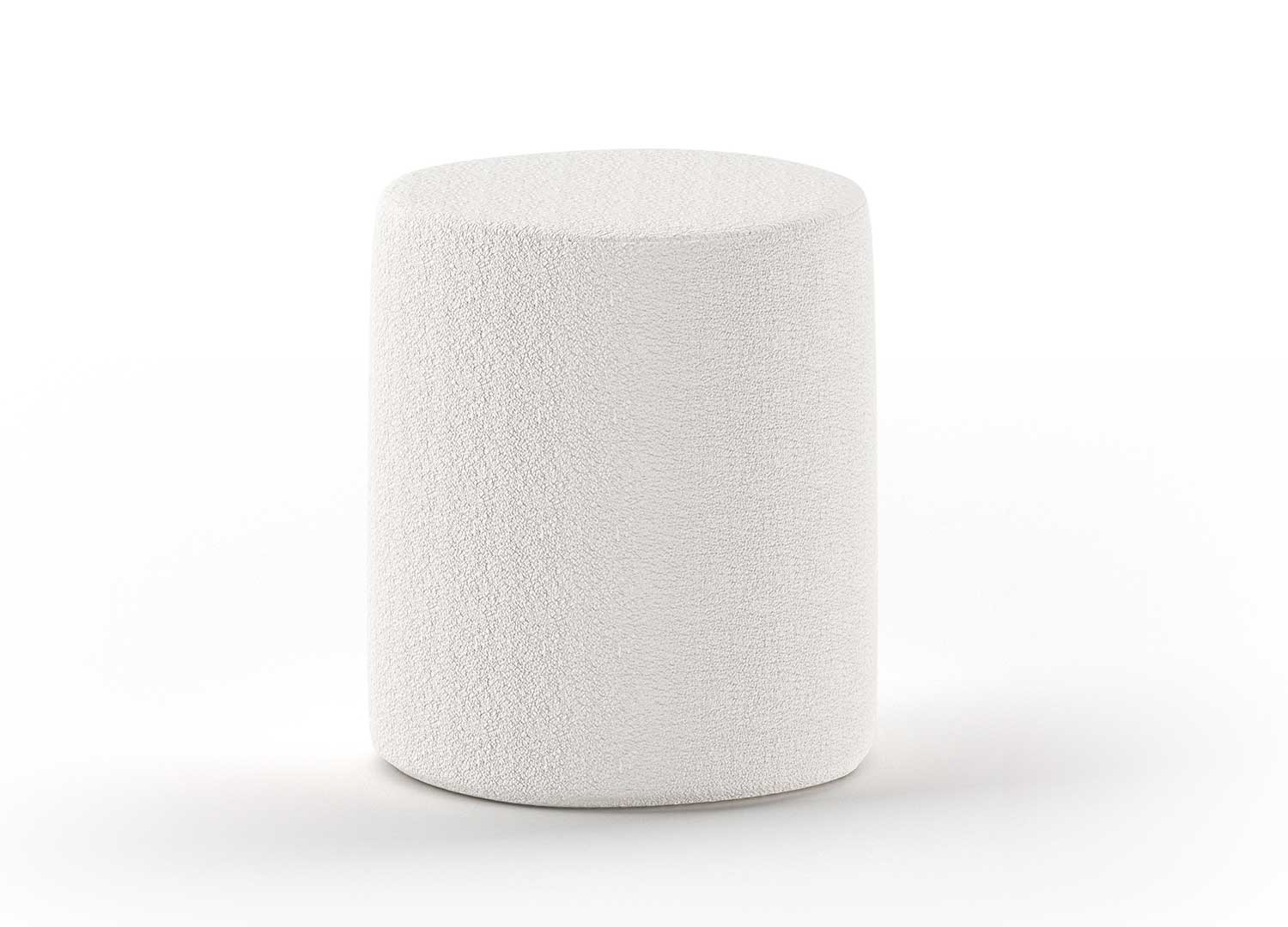 Lit 90x200 cm avec pouf en tissu bouclette blanc Moon