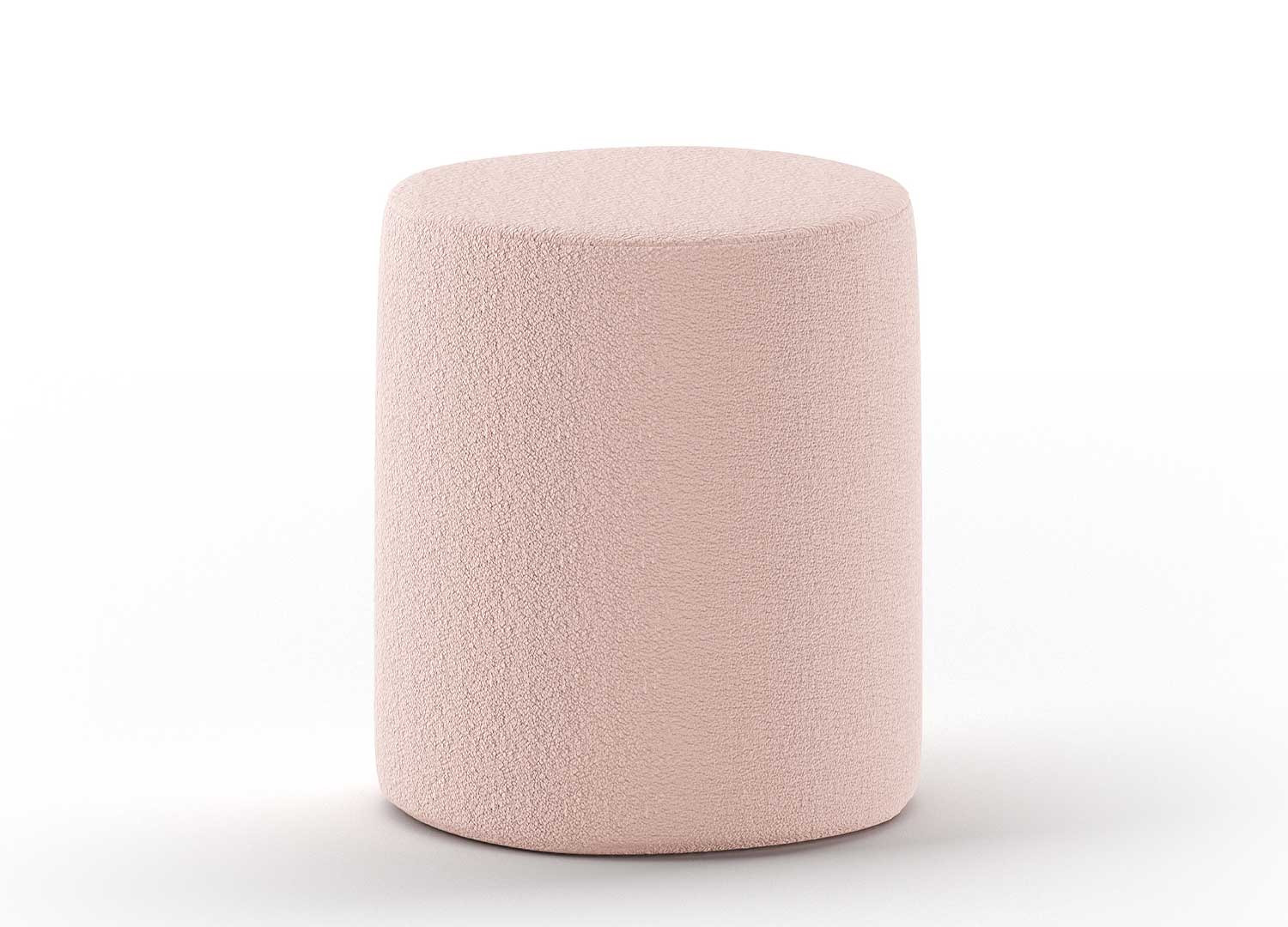 Lit 90x200 cm avec pouf en tissu bouclette rose Moon