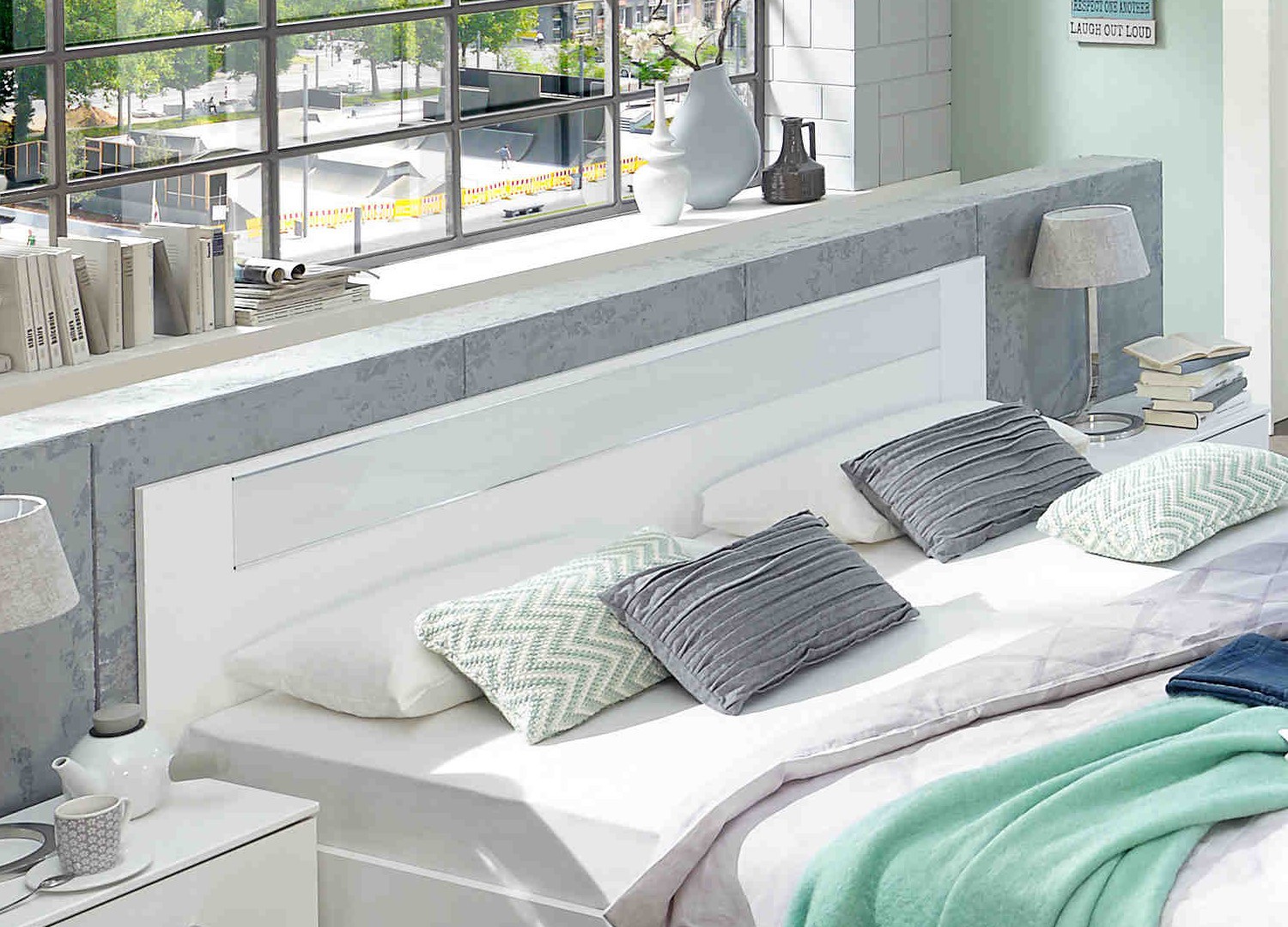 Lit adulte design blanc 160x200 cm