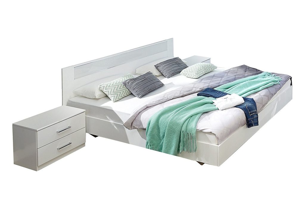 Lit adulte design blanc 180x200 cm
