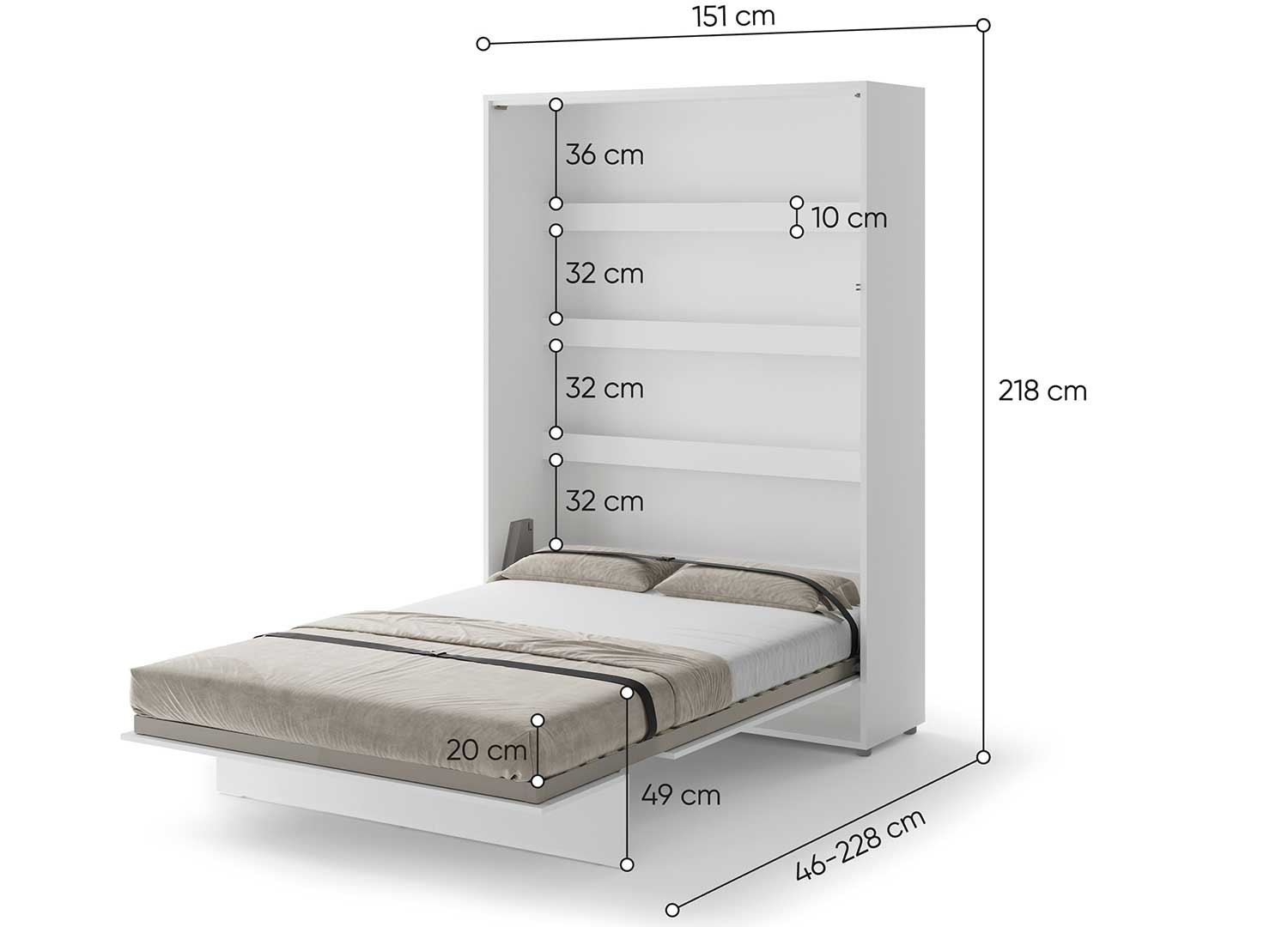Lit blanc escamotable vertical 140x200 cm Bed Concept