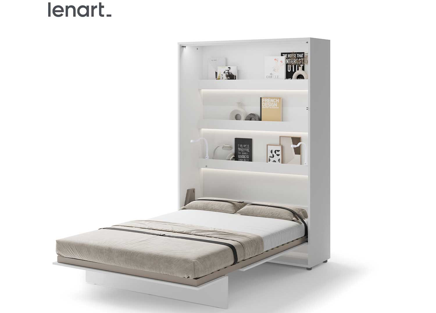 Lit blanc escamotable vertical 140x200 cm Bed Concept
