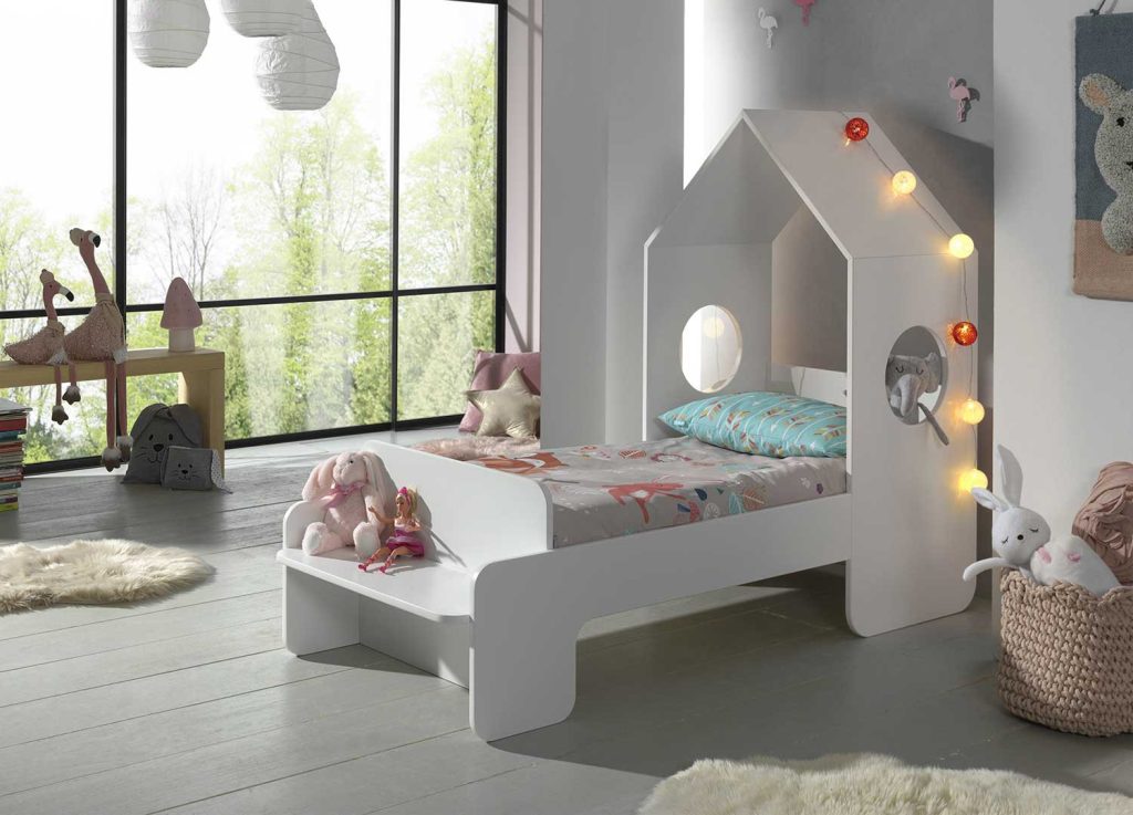 Lit cabane blanc 70 x 140 cm