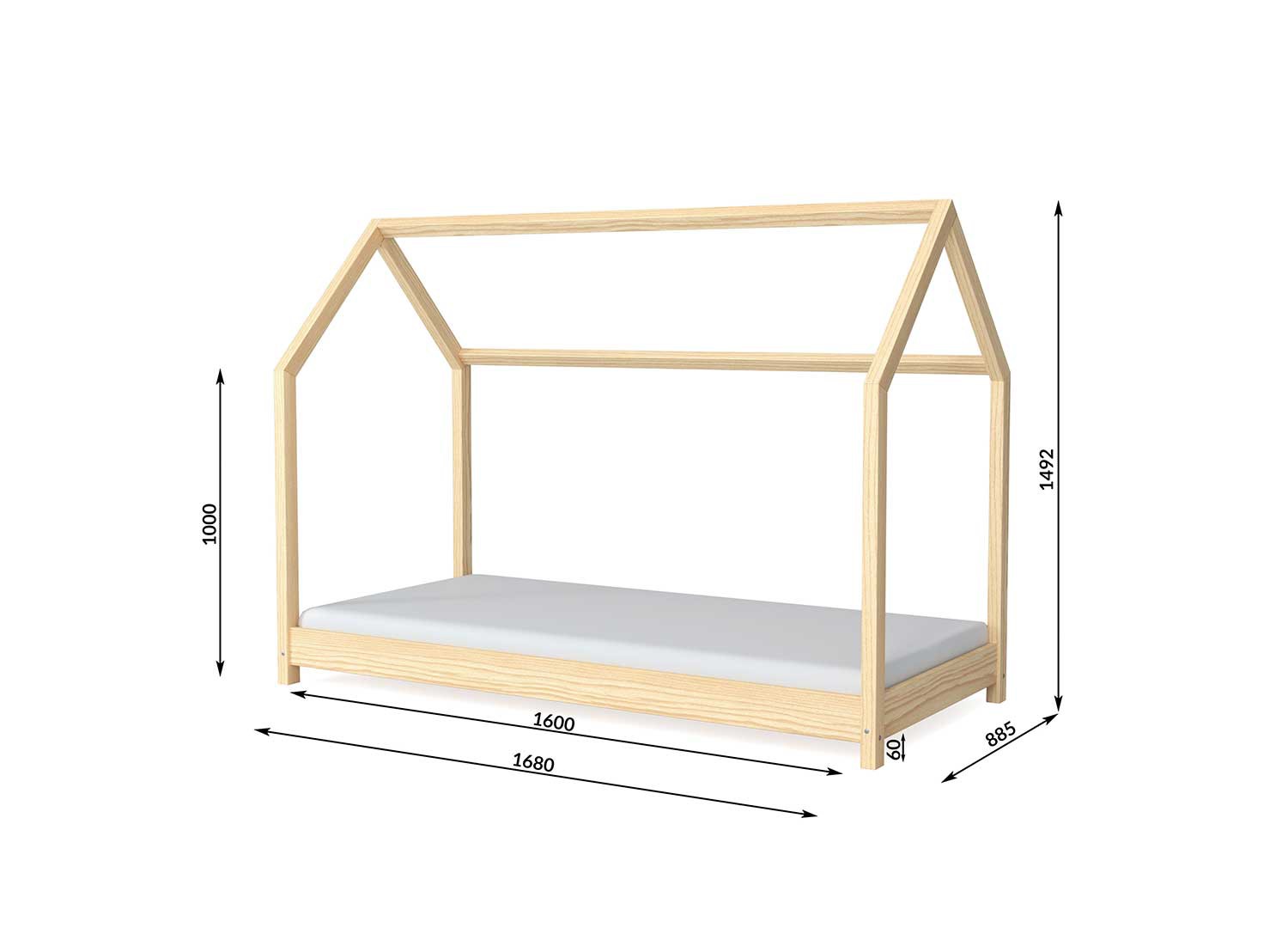 Lit cabane enfant garçon et fille en bois de pin