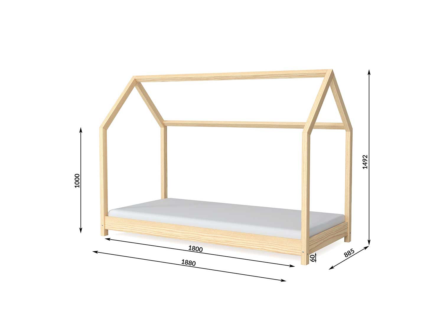 Lit cabane enfant garçon et fille en bois de pin