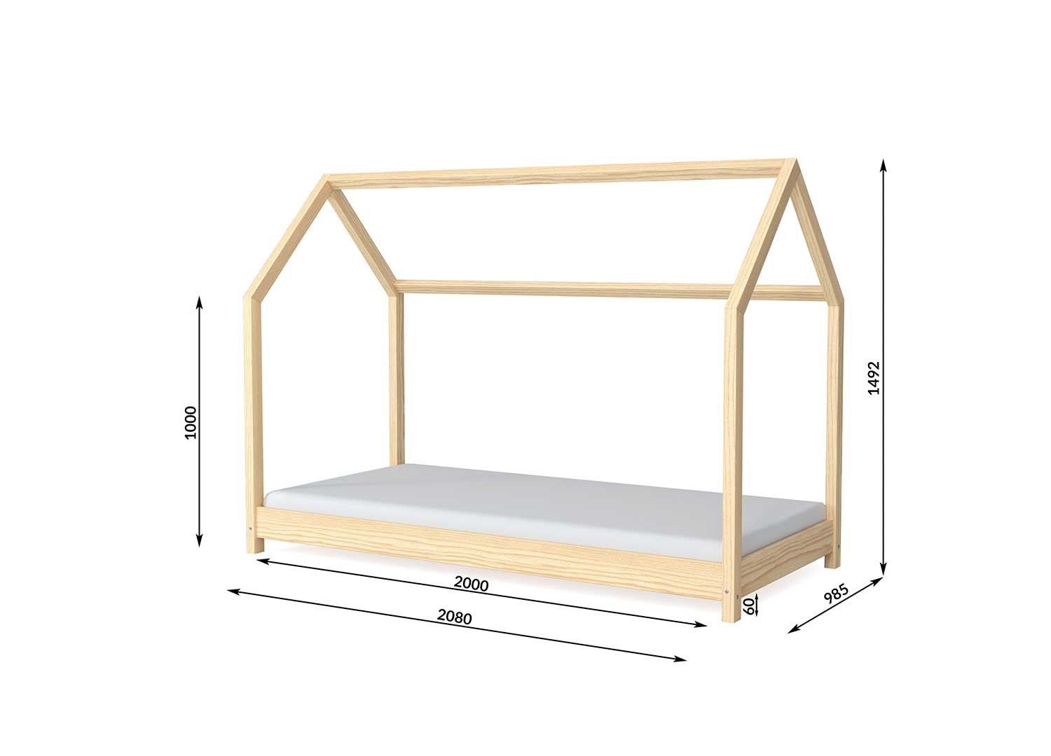 Lit cabane enfant garçon et fille en bois de pin