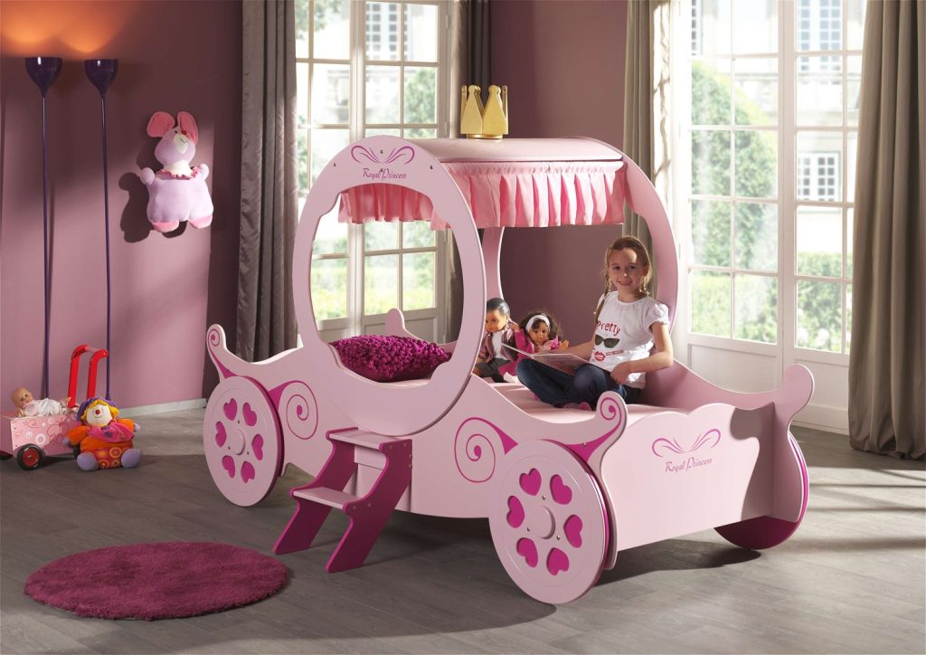 Lit Carrosse Rose Design 90x200 cm