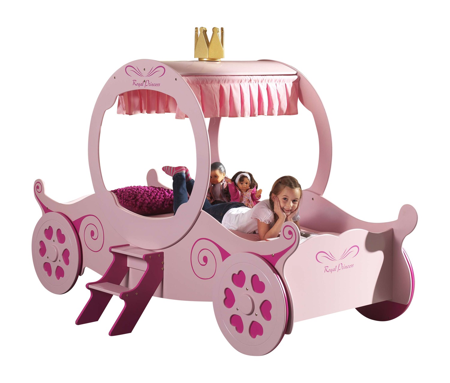 Lit Carrosse Rose Design 90x200 cm