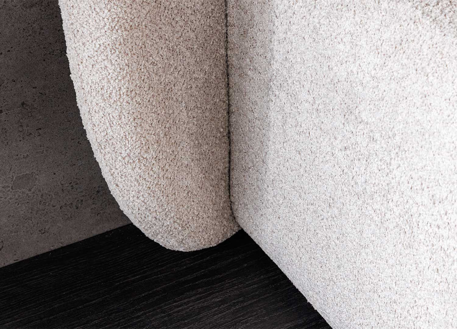 Lit coffre tissu bouclé grège avec rangement Natalia