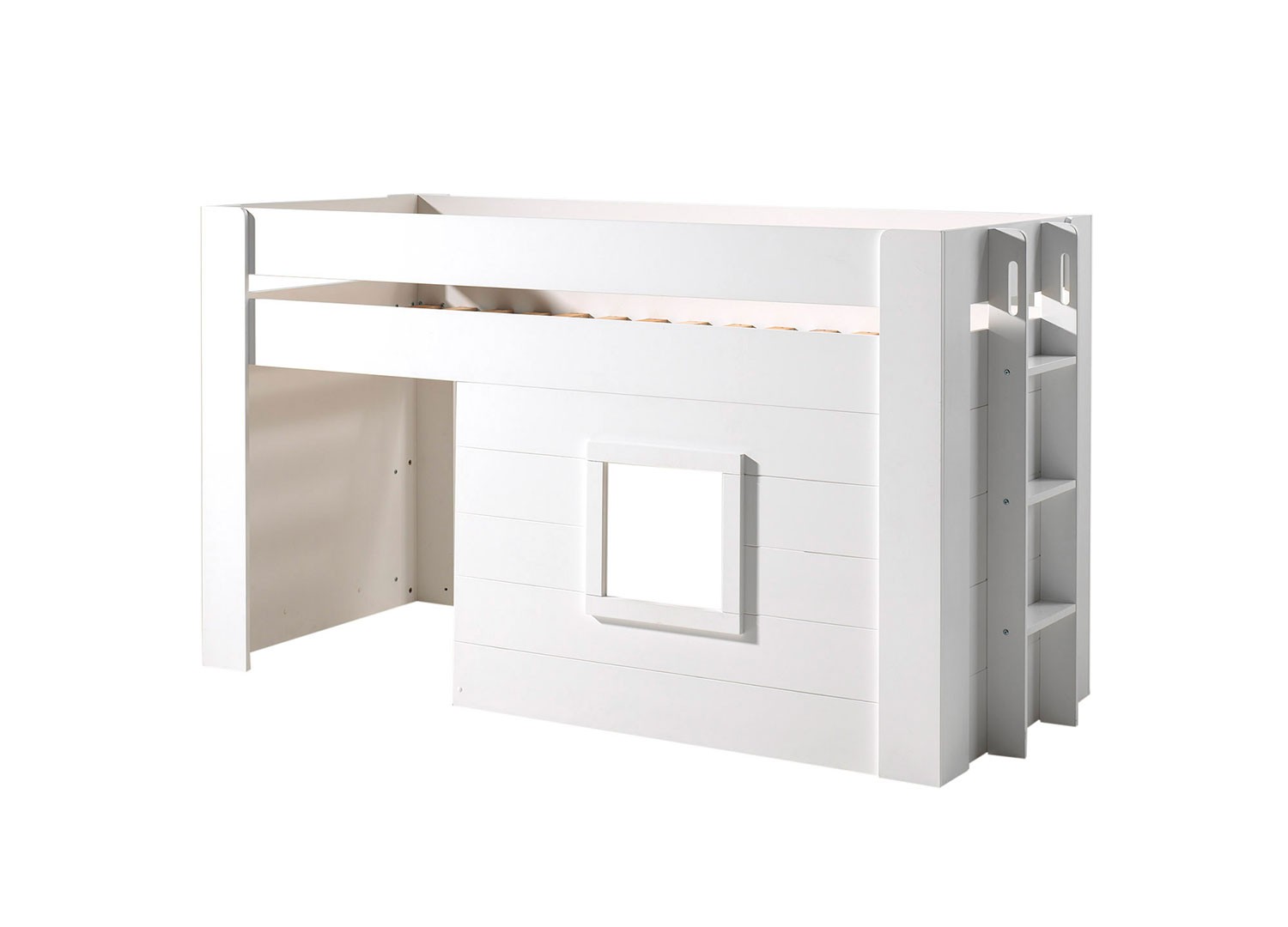 Lit combiné mi hauteur blanc laqué avec sommier