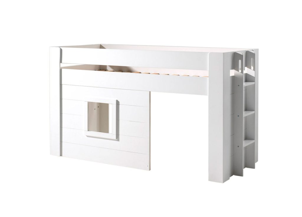 Lit combiné mi hauteur blanc laqué avec sommier